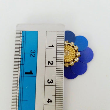 5 Royal Blue Floral Applique, Sequins and Rhinestone Appliques, Headband Applique